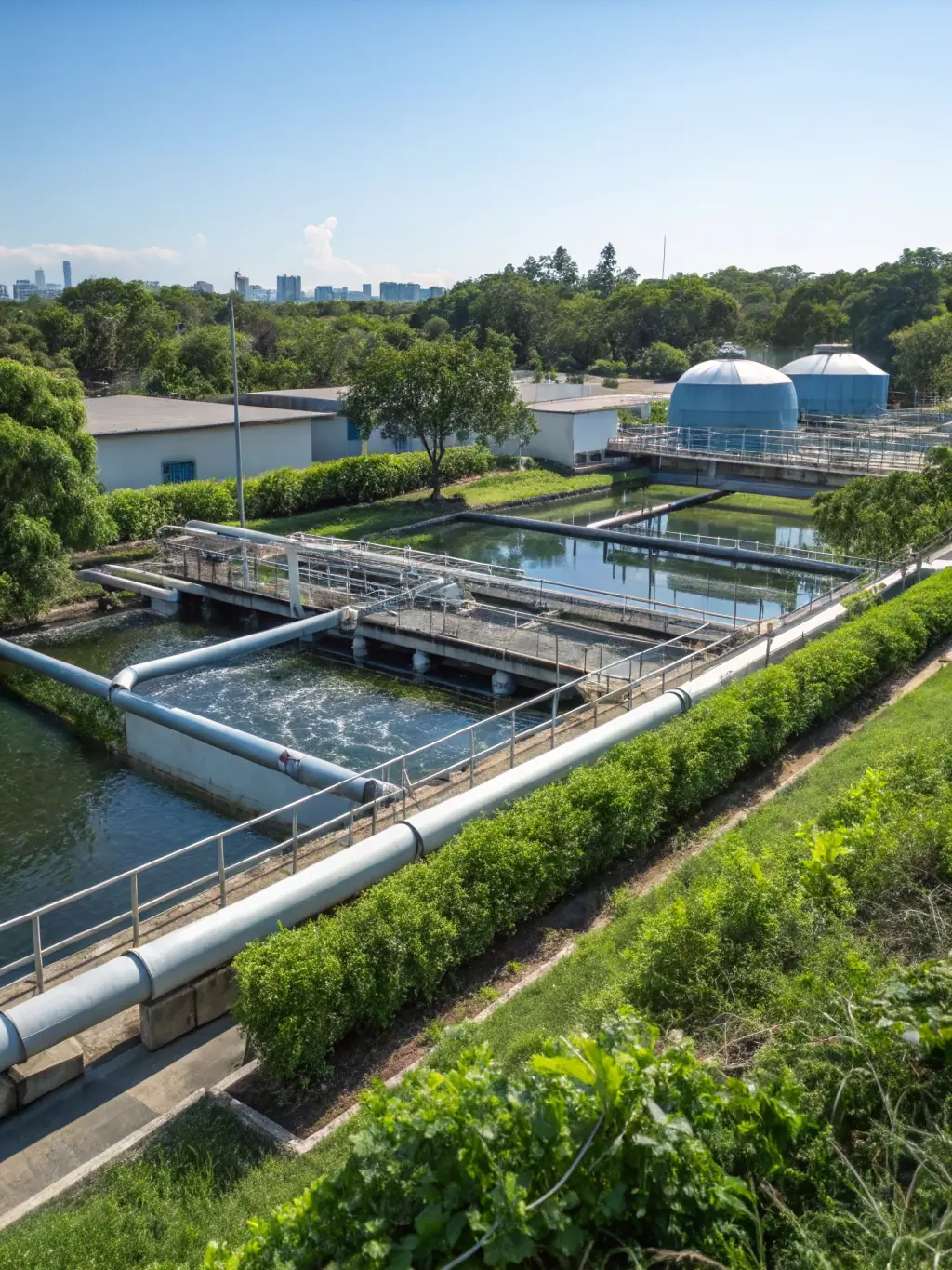 An advanced smart water management system, illustrating water efficiency and conservation in a smart city environment.